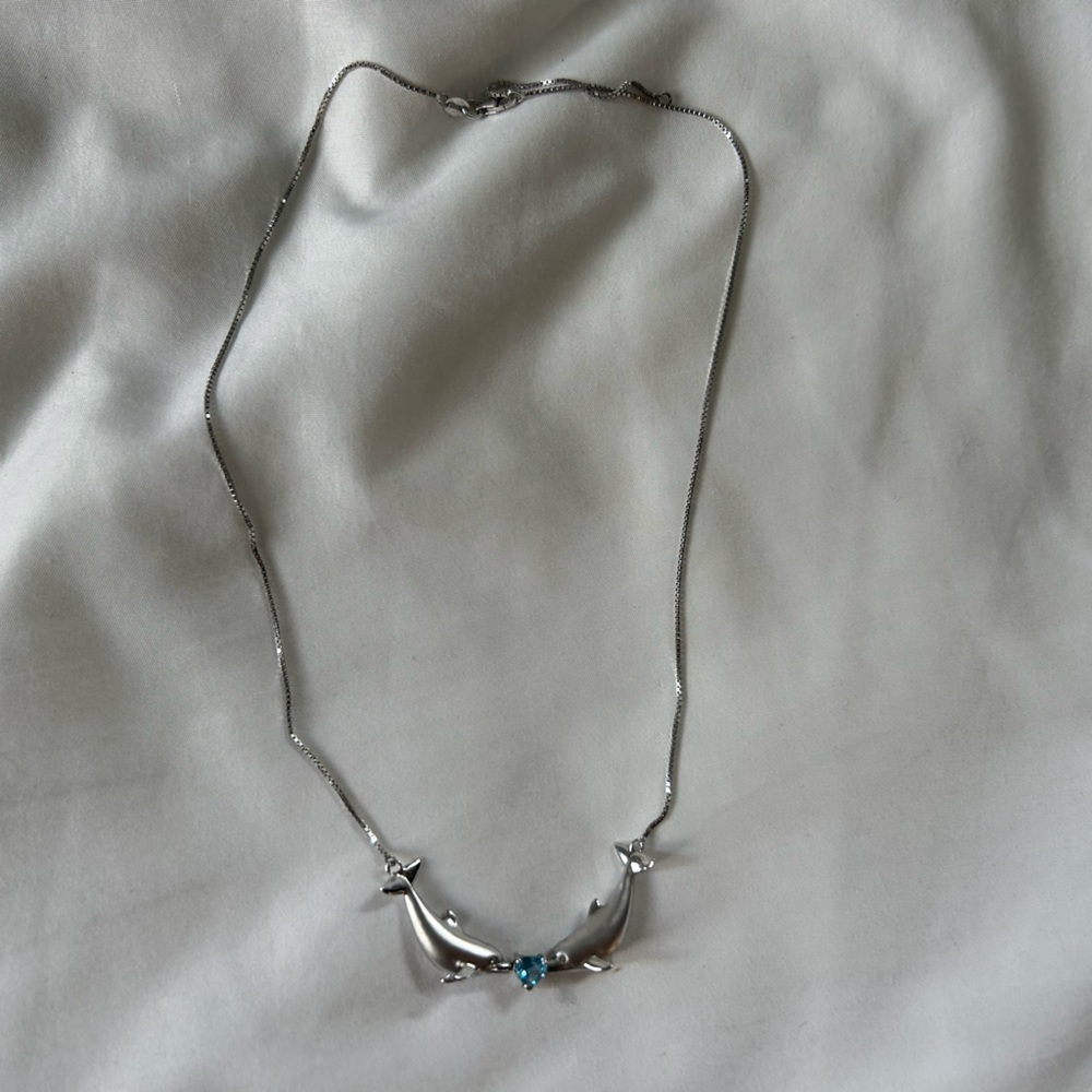 Dolphin Topaz Gemstone necklace Sterling Silver